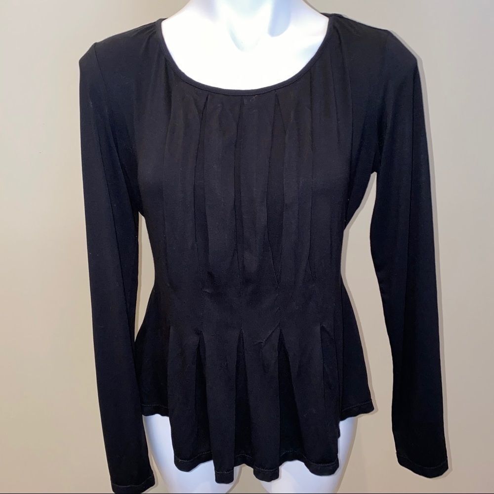 Max Studio black pleated peplum front an…